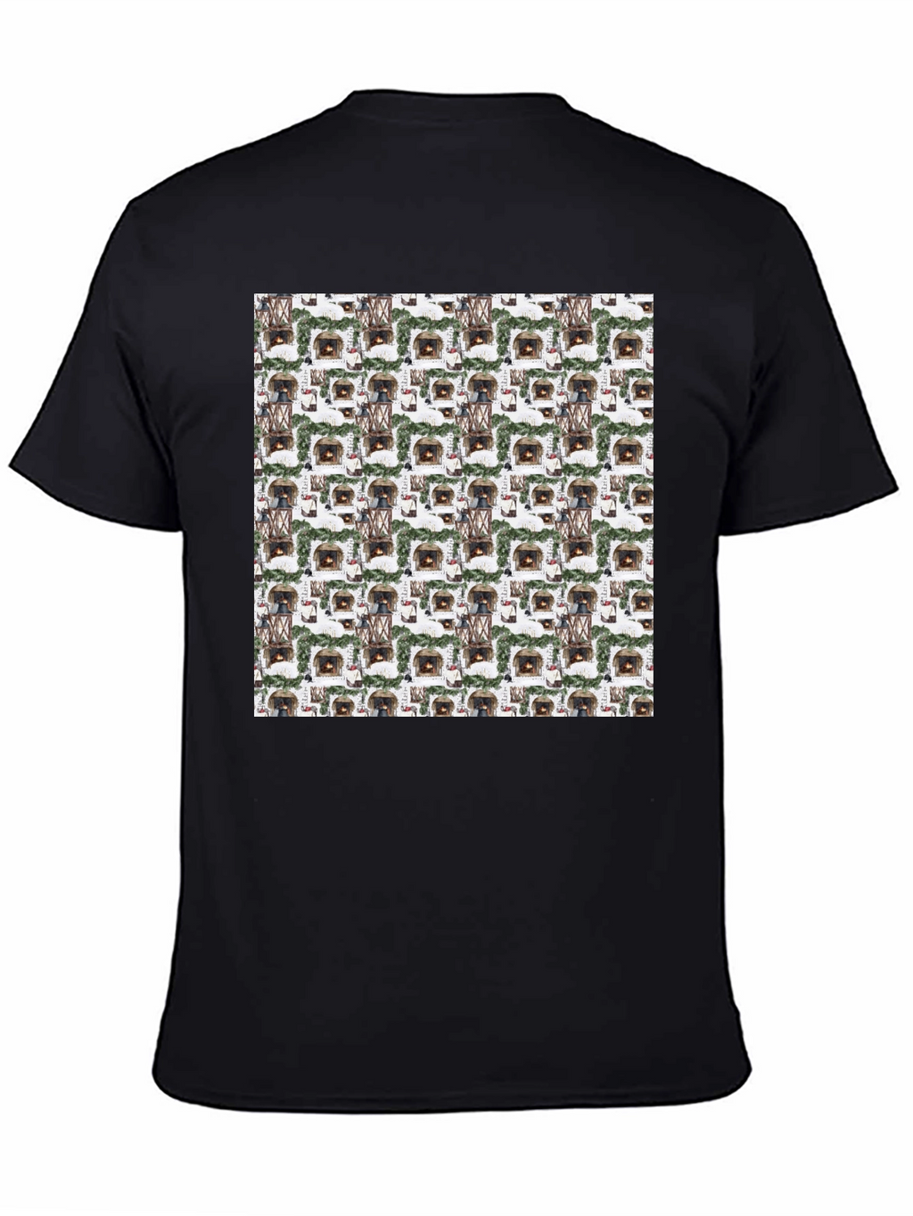 Cozy Fireplace Pattern T-Shirt - Warm & Stylish