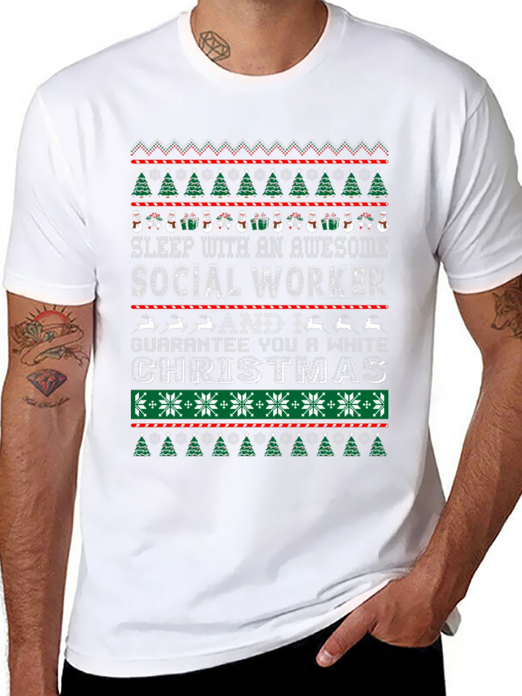 Awesome Social Worker Ugly Christmas Sweater T-Shirt