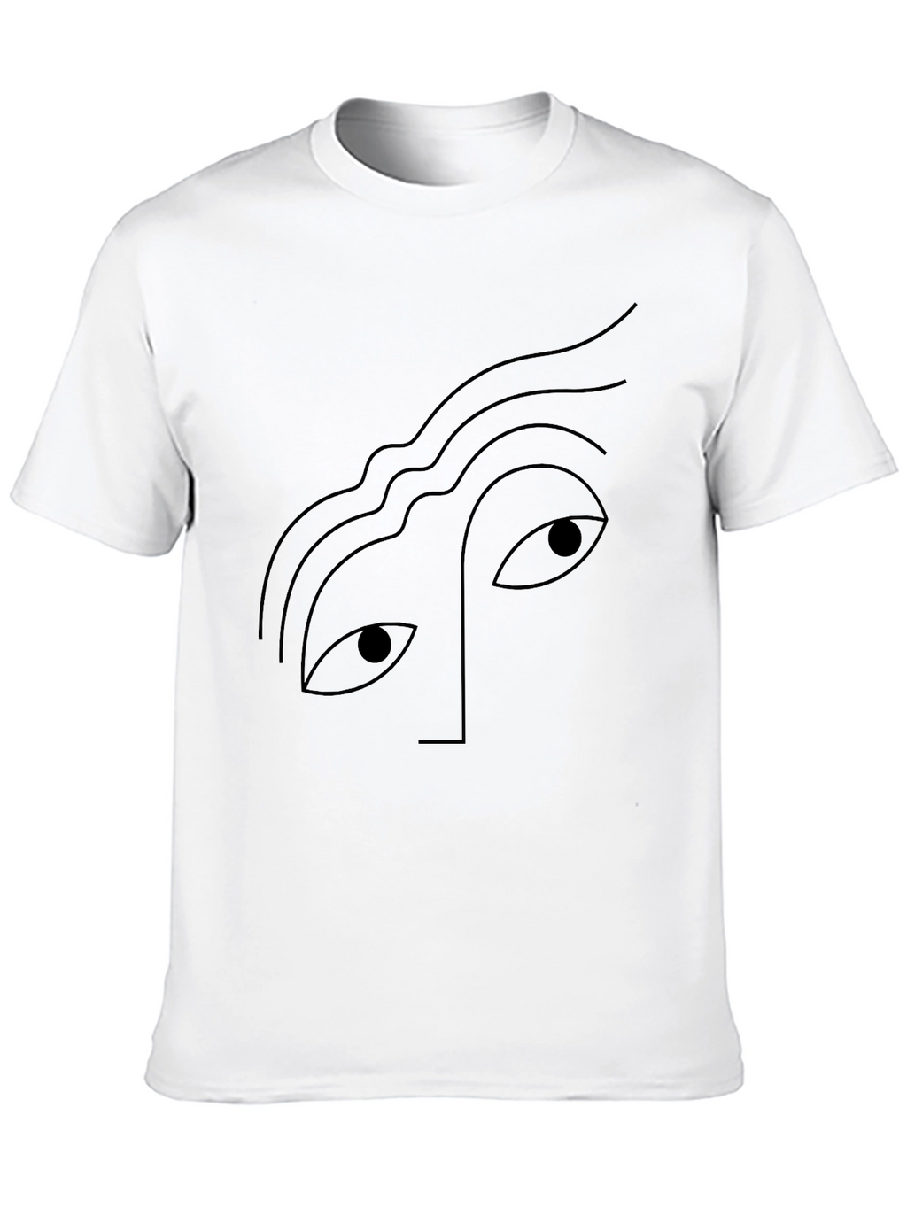 Abstract Face Graphic Tee - Black Cotton Casual T-Shirt