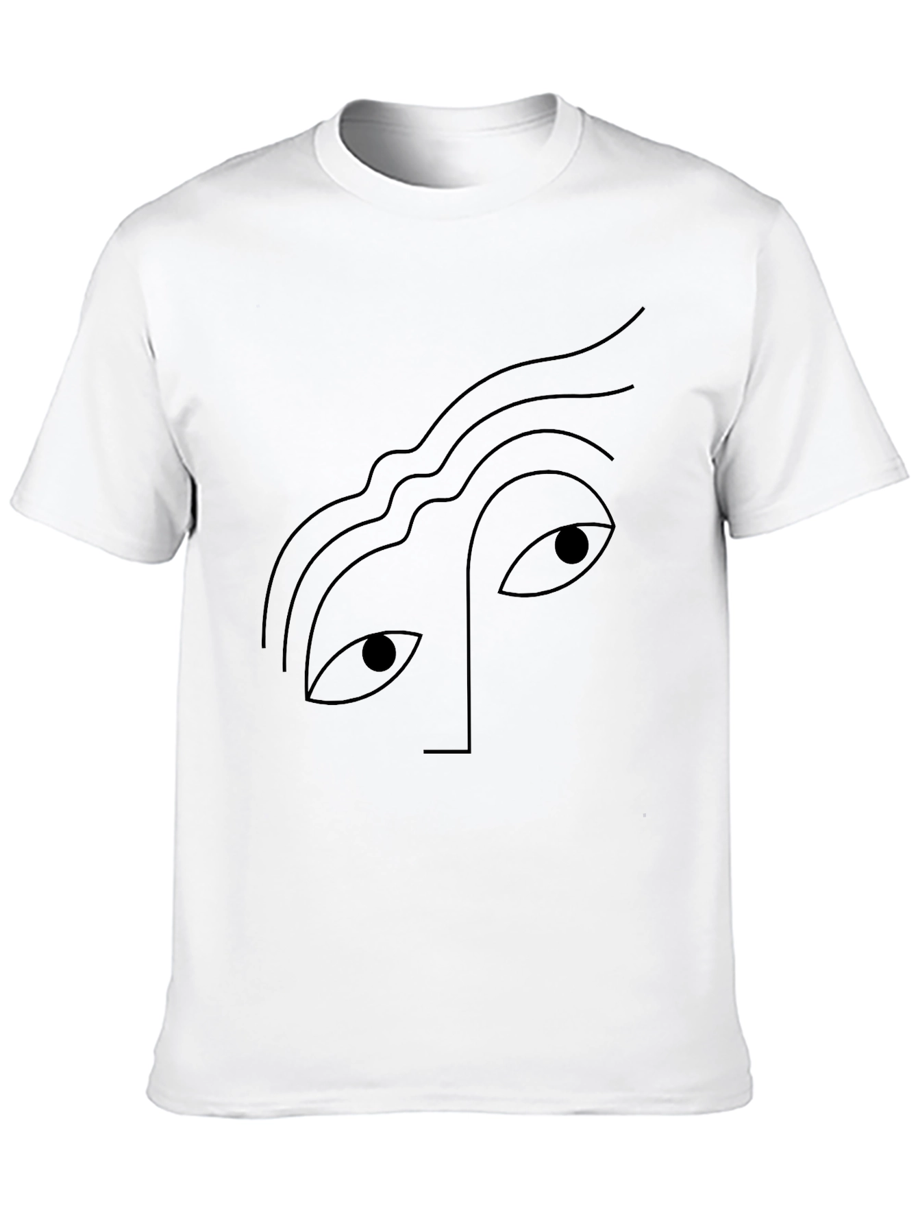 Abstract Face Graphic Tee - Black Cotton Casual T-Shirt