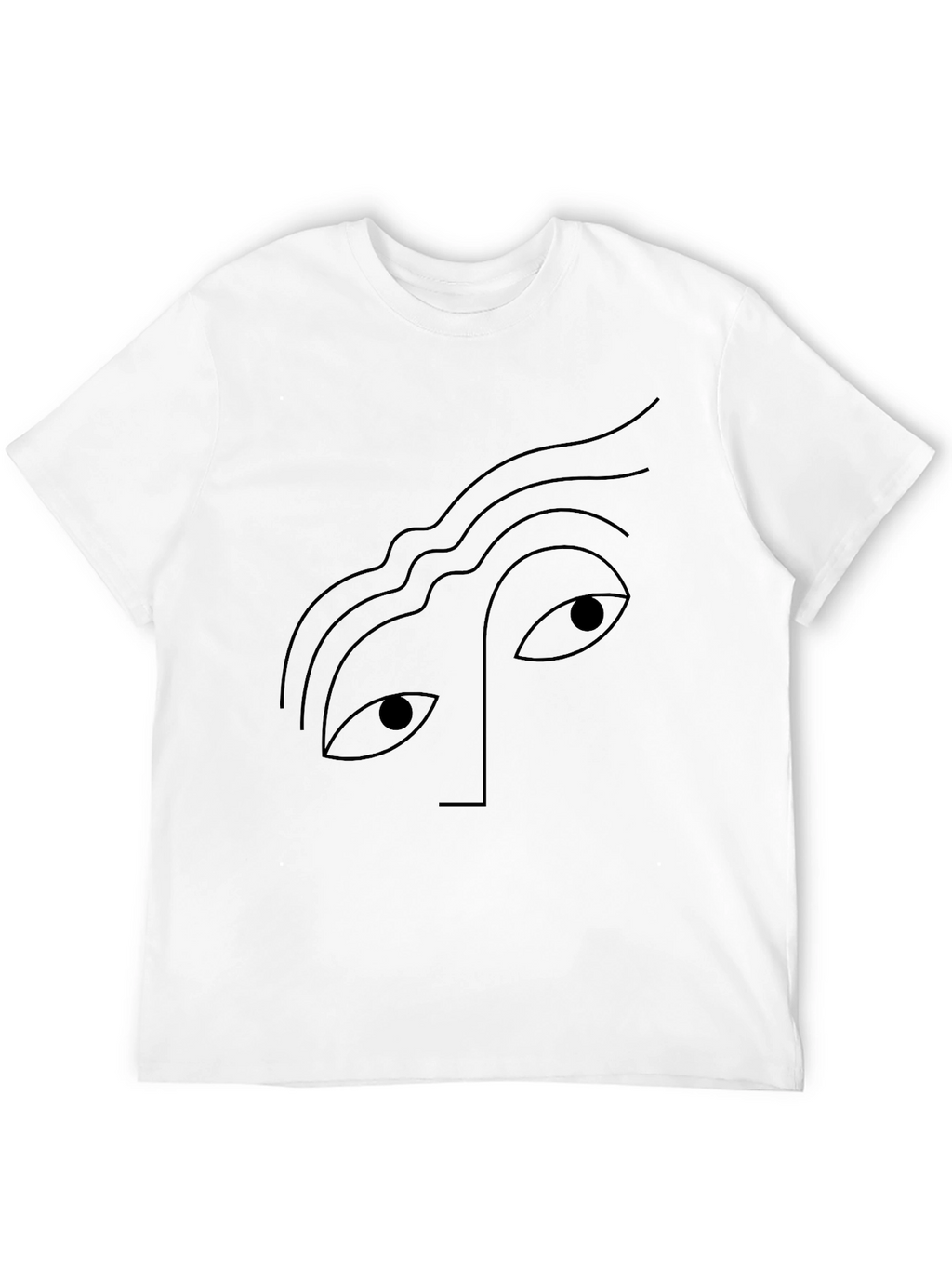 Abstract Face Graphic Tee - Black Cotton Casual T-Shirt