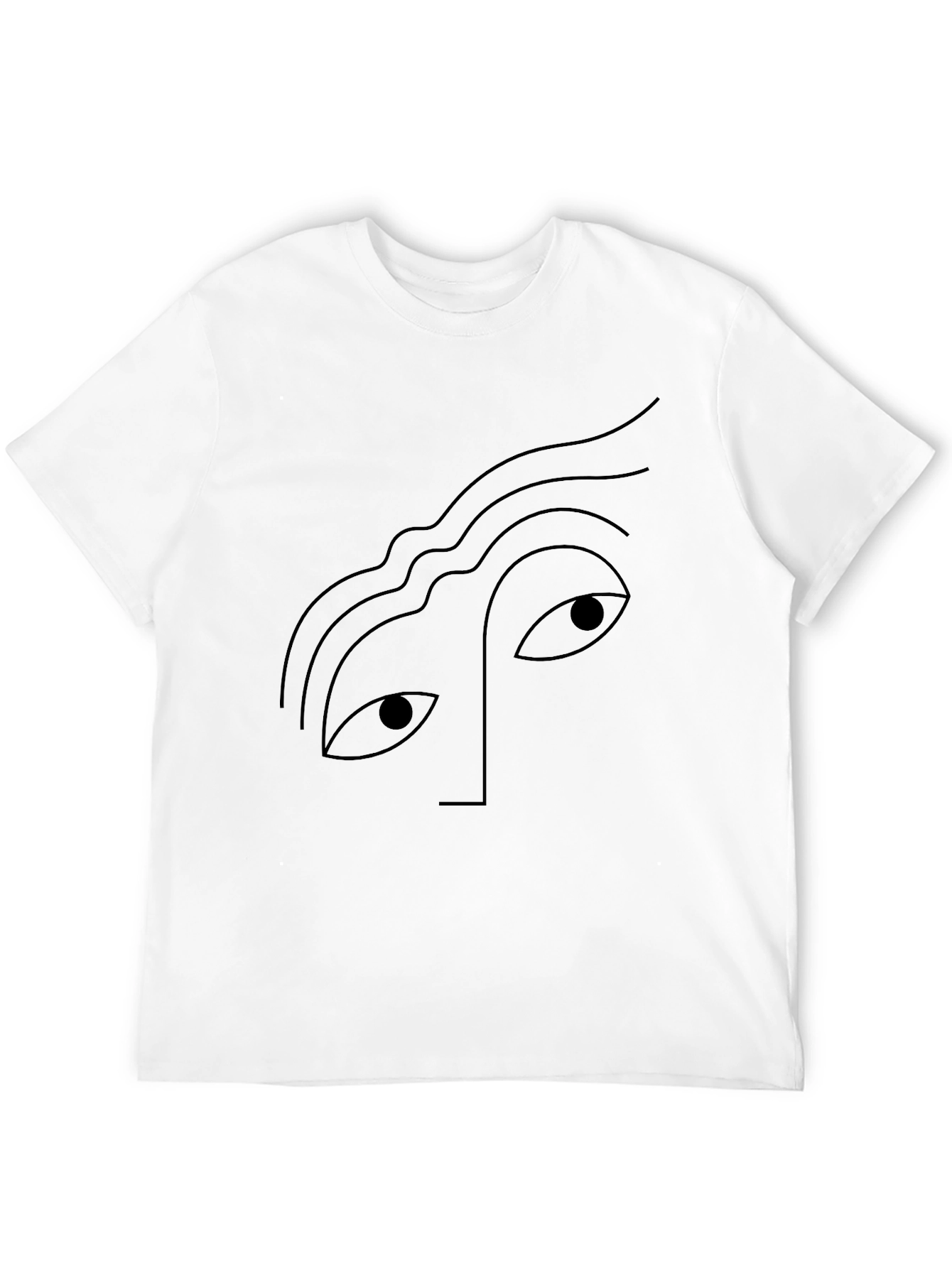 Abstract Face Graphic Tee - Black Cotton Casual T-Shirt