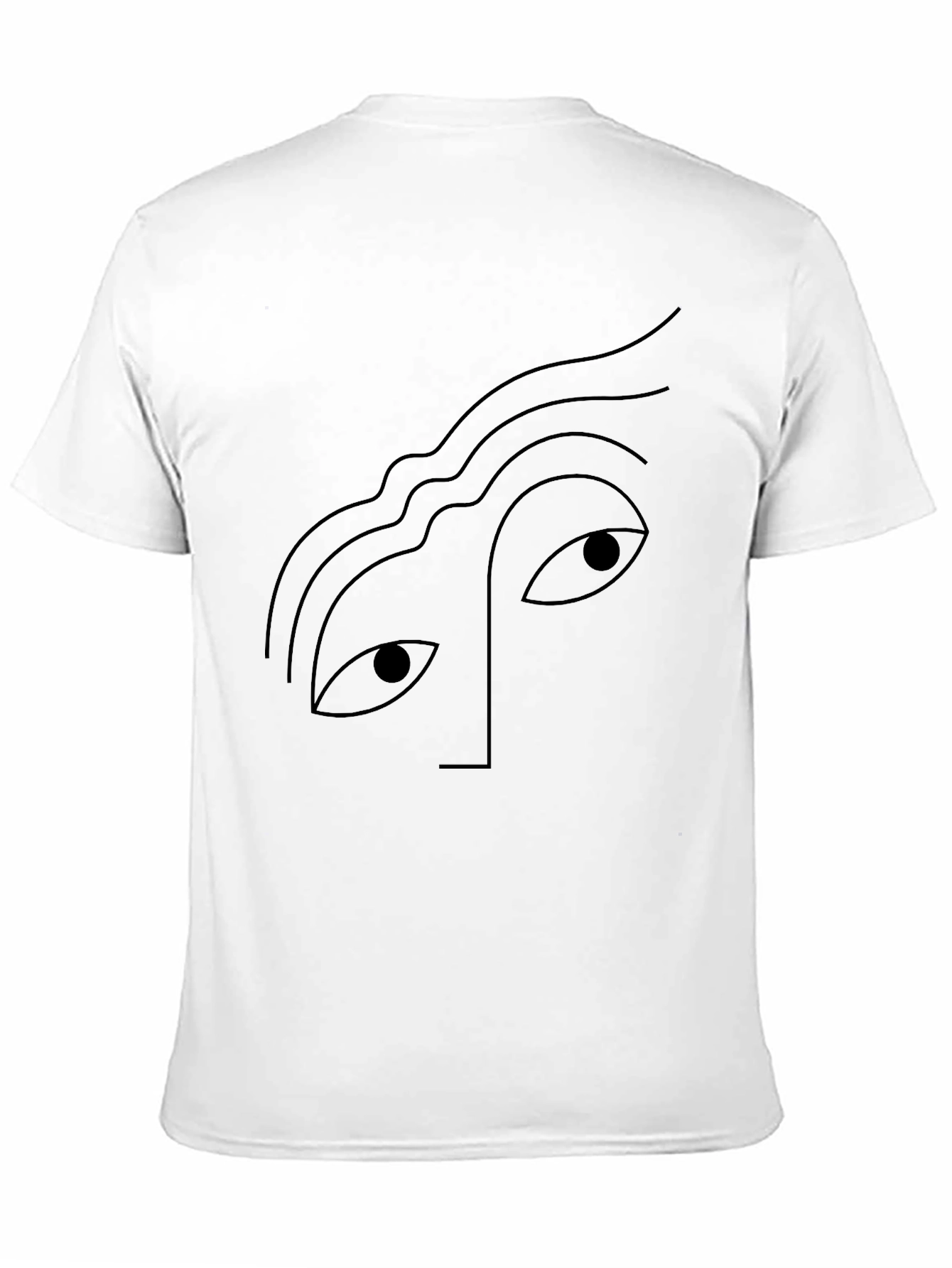 Abstract Face Graphic Tee - Black Cotton Casual T-Shirt