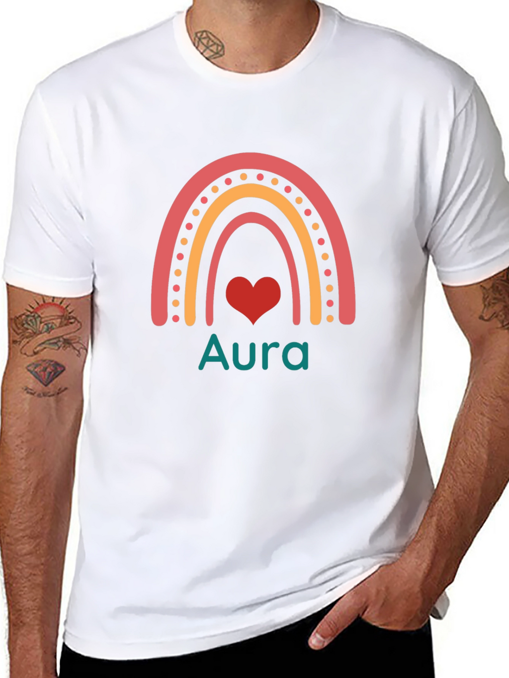 Aura Rainbow Heart Graphic T-Shirt