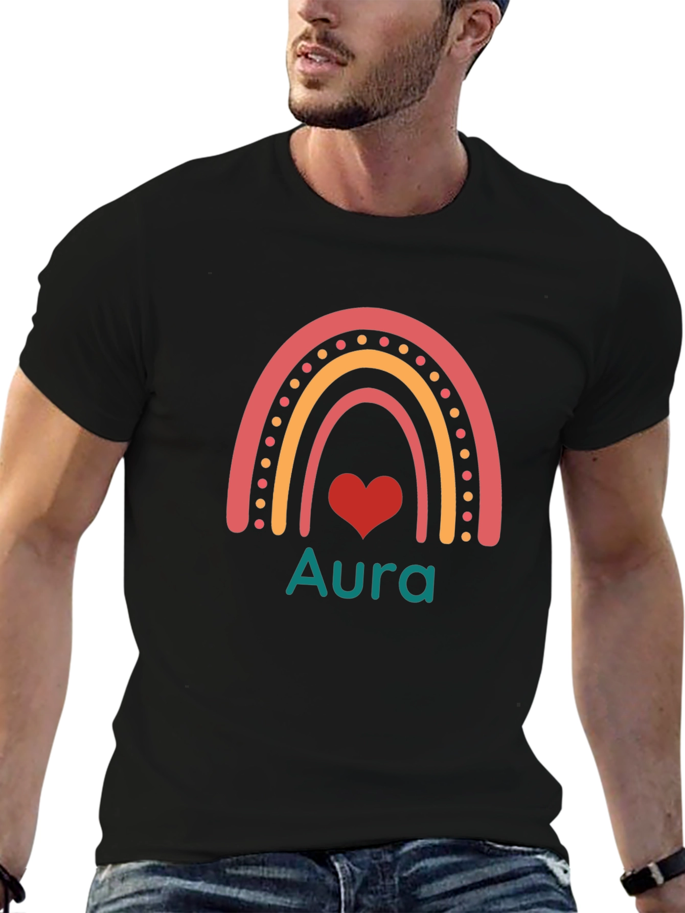 Aura Rainbow Heart Graphic T-Shirt