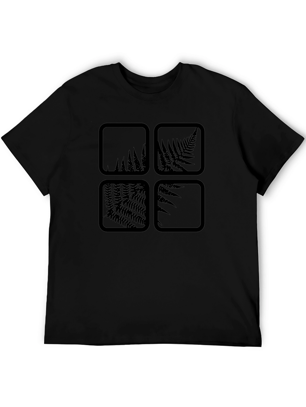 Botanical Square Graphic Print Black Tee