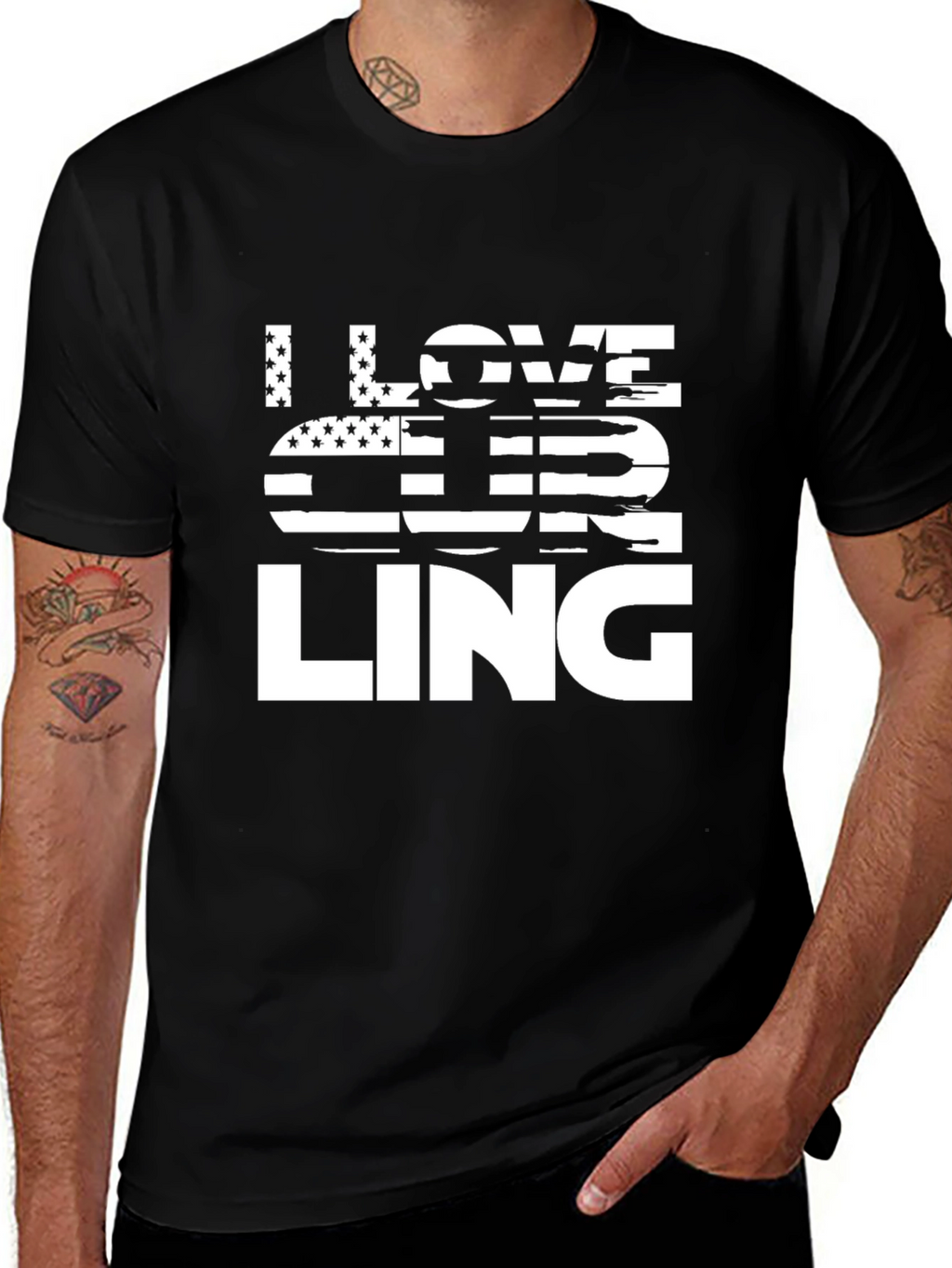 I Love Curling T-Shirt - USA Flag Patriotic Tee