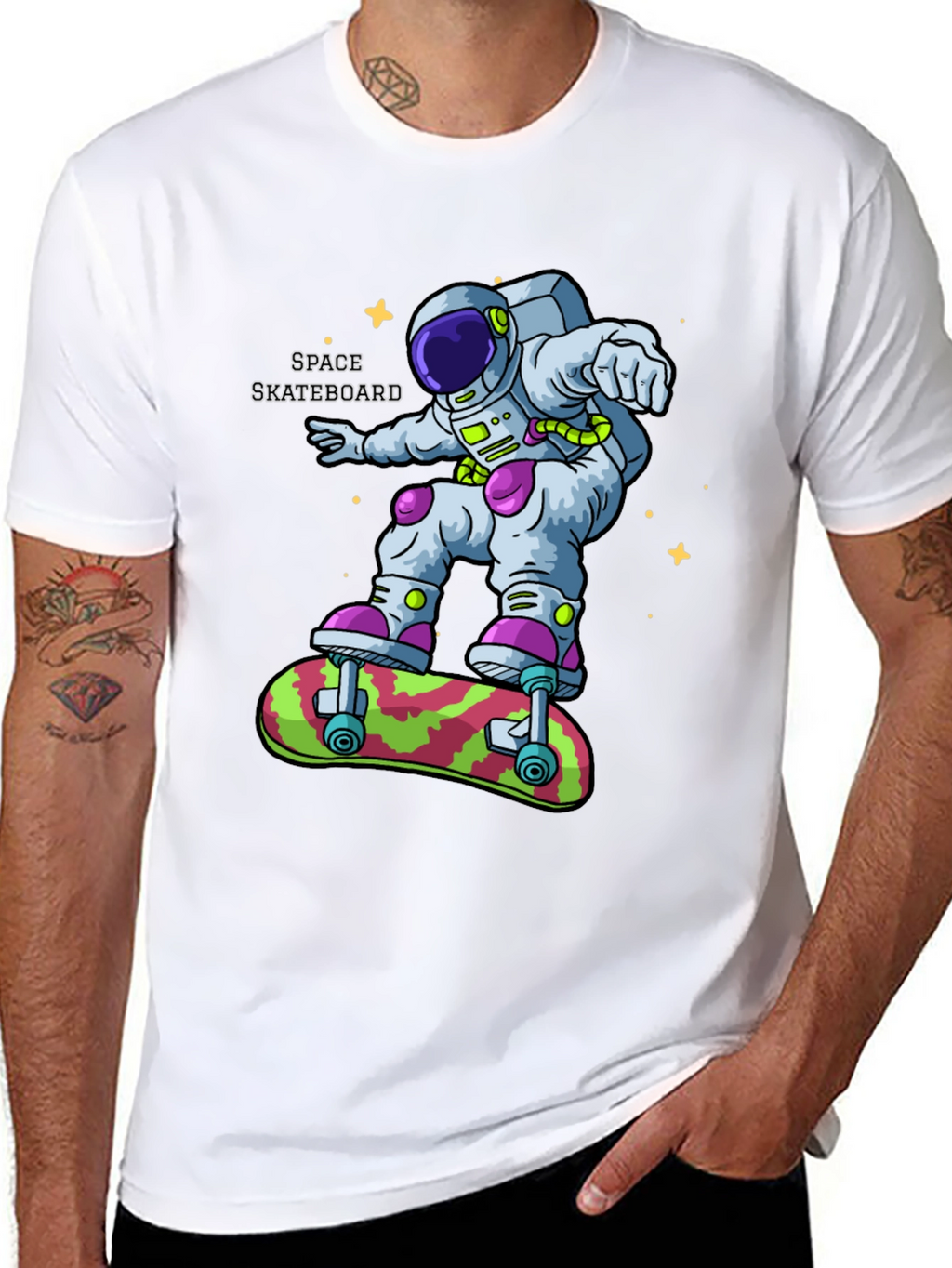 Astronaut Skateboard Graphic T-Shirt
