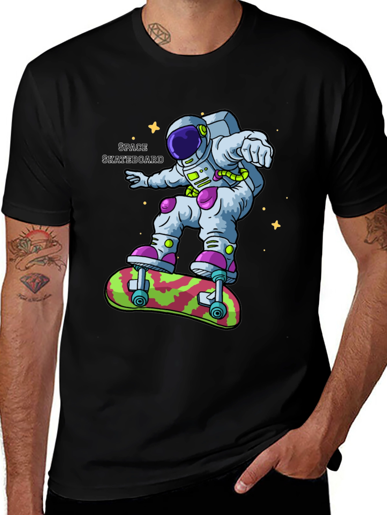 Astronaut Skateboard Graphic T-Shirt