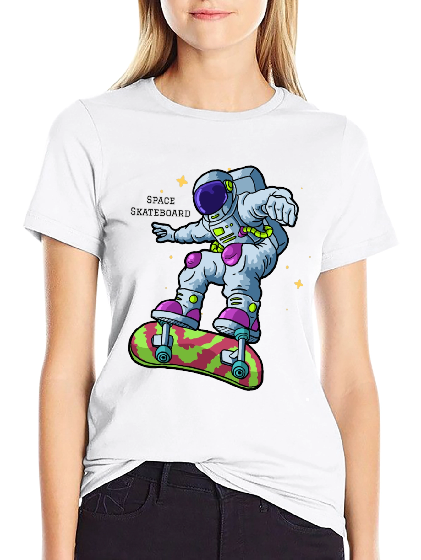 Astronaut Skateboard Graphic T-Shirt