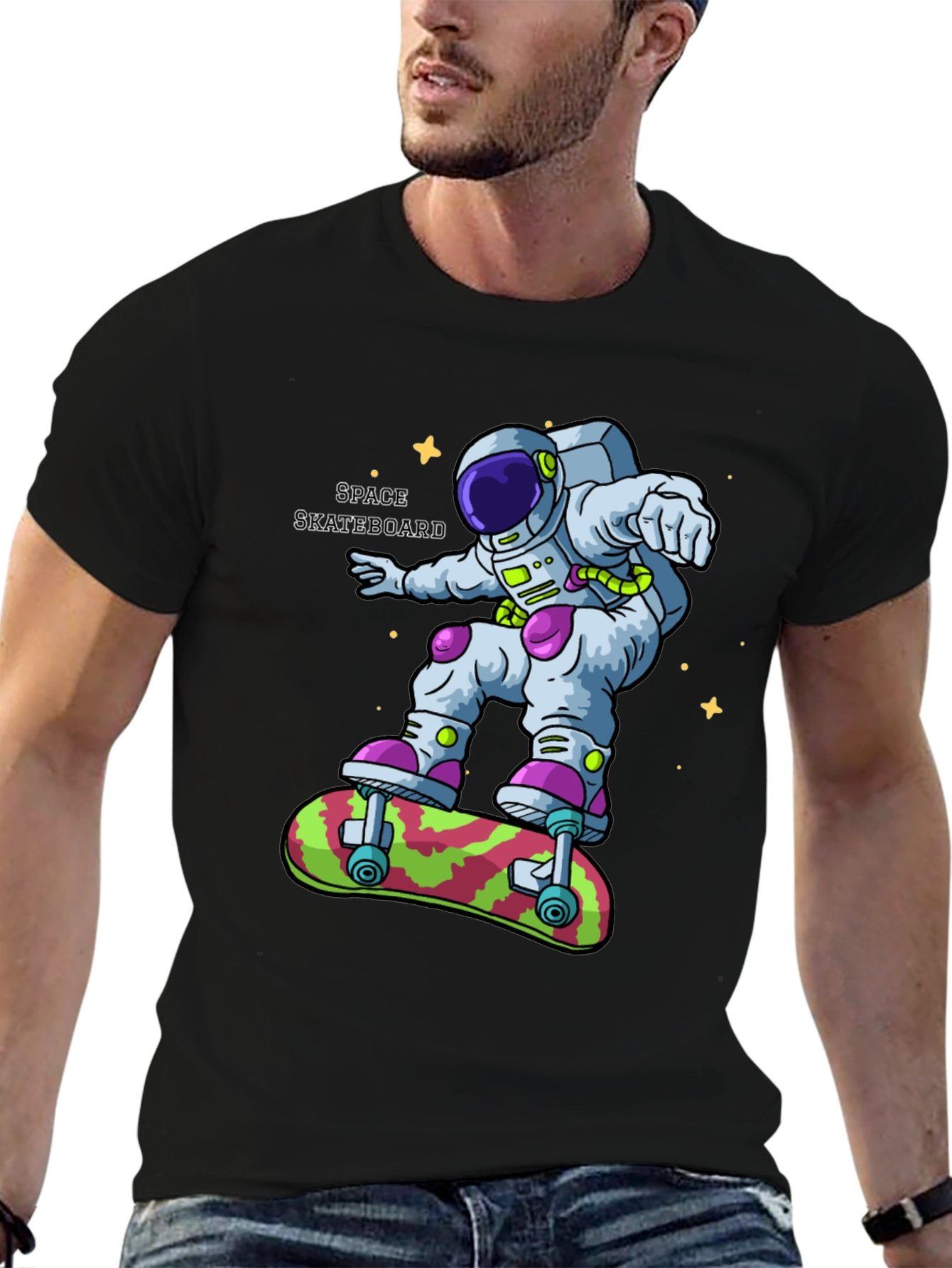 Astronaut Skateboard Graphic T-Shirt