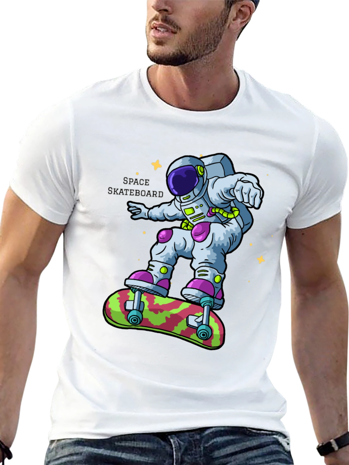 Astronaut Skateboard Graphic T-Shirt
