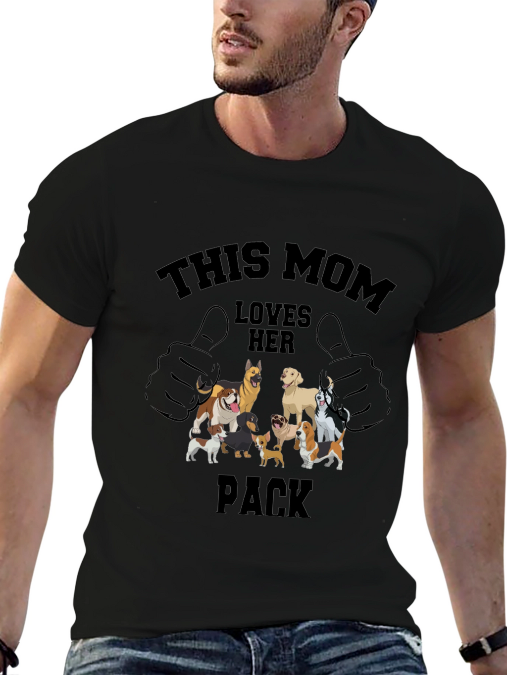 Dog Mom T-Shirt: This Mom Loves Her Pack
