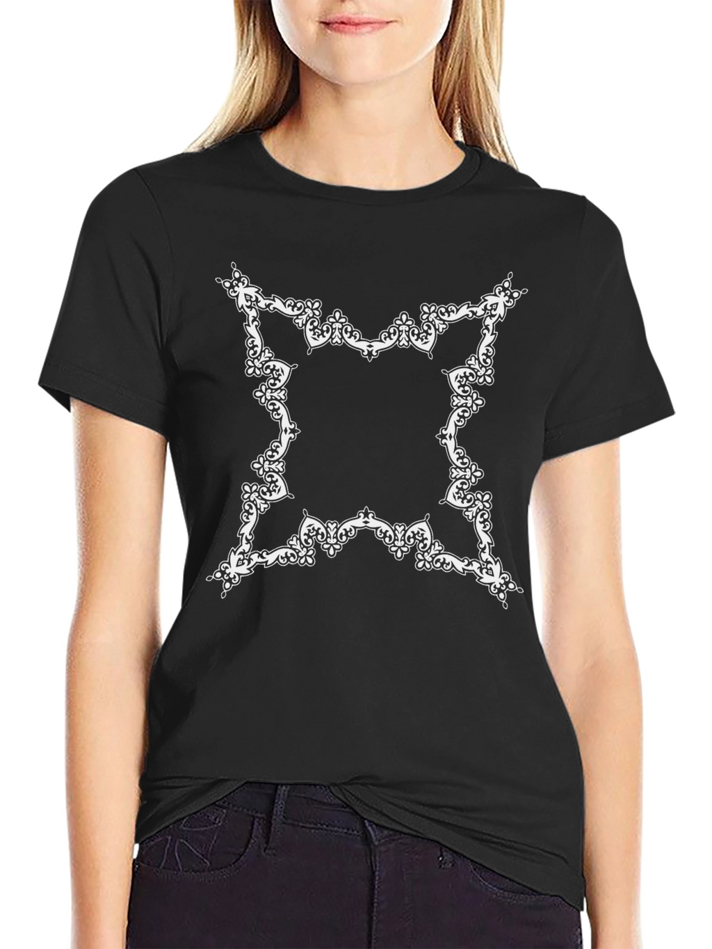 Elegant Ornate Frame Black T-Shirt