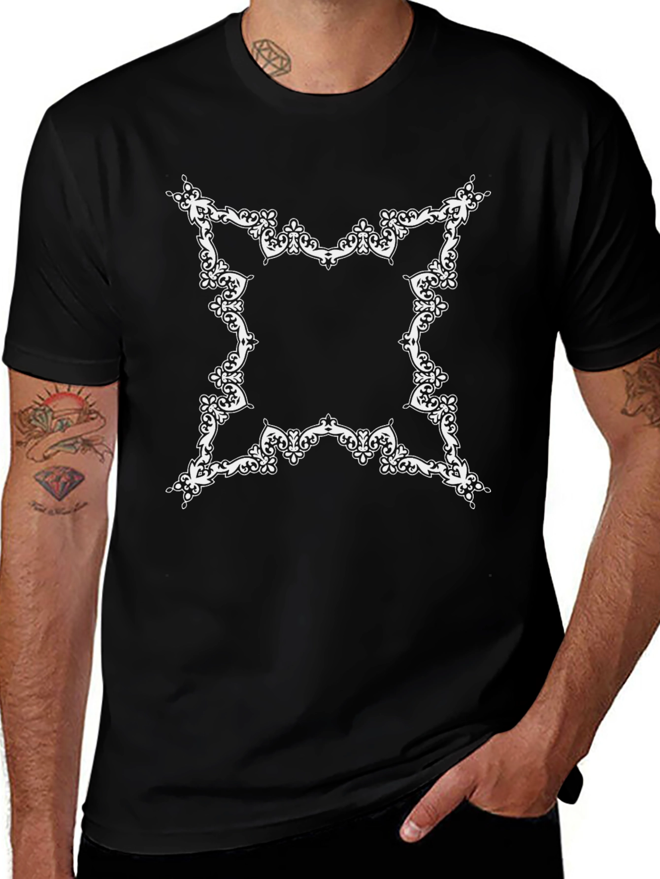 Elegant Ornate Frame Black T-Shirt