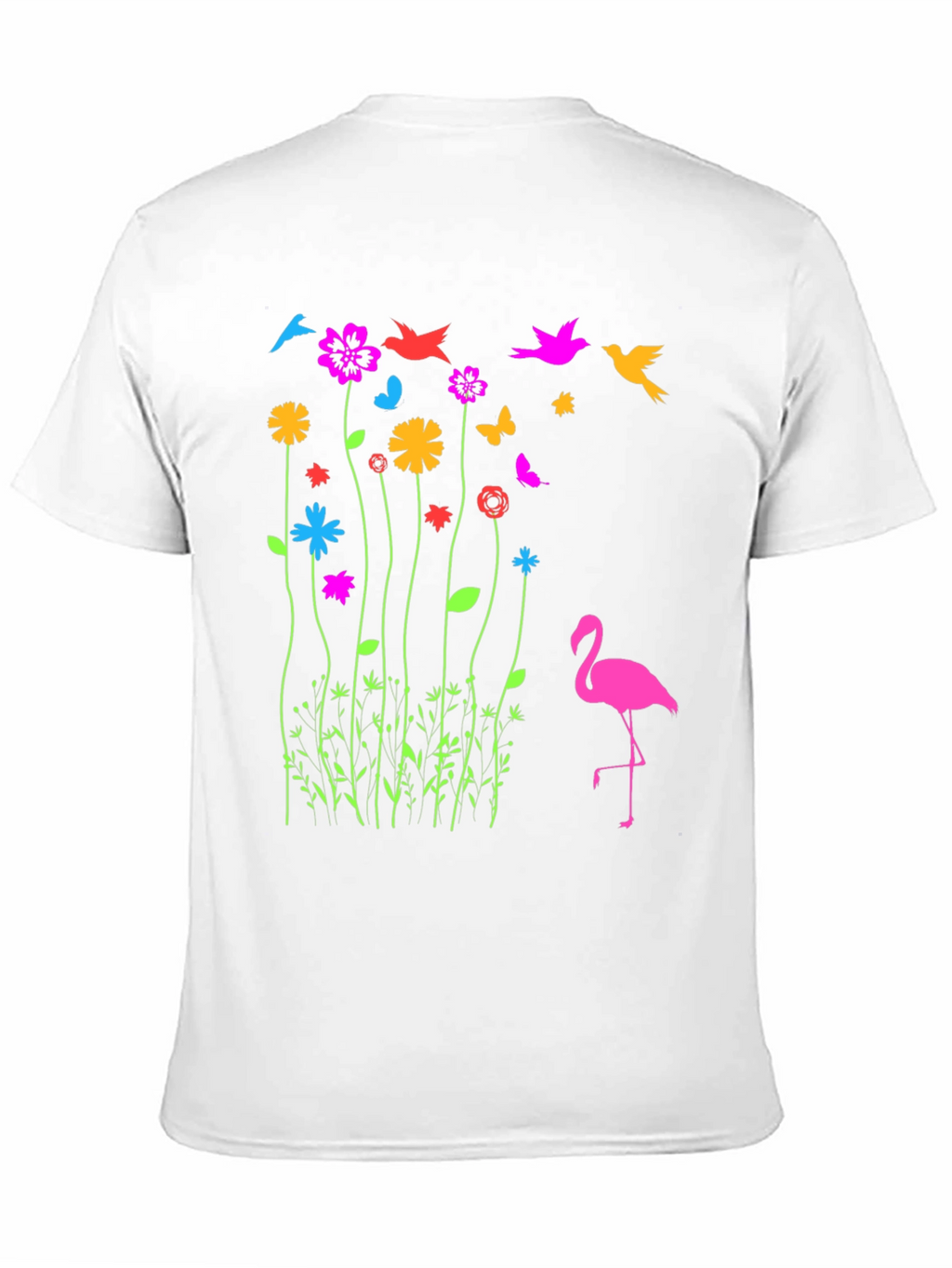 Floral Flamingo Graphic Tee - Black