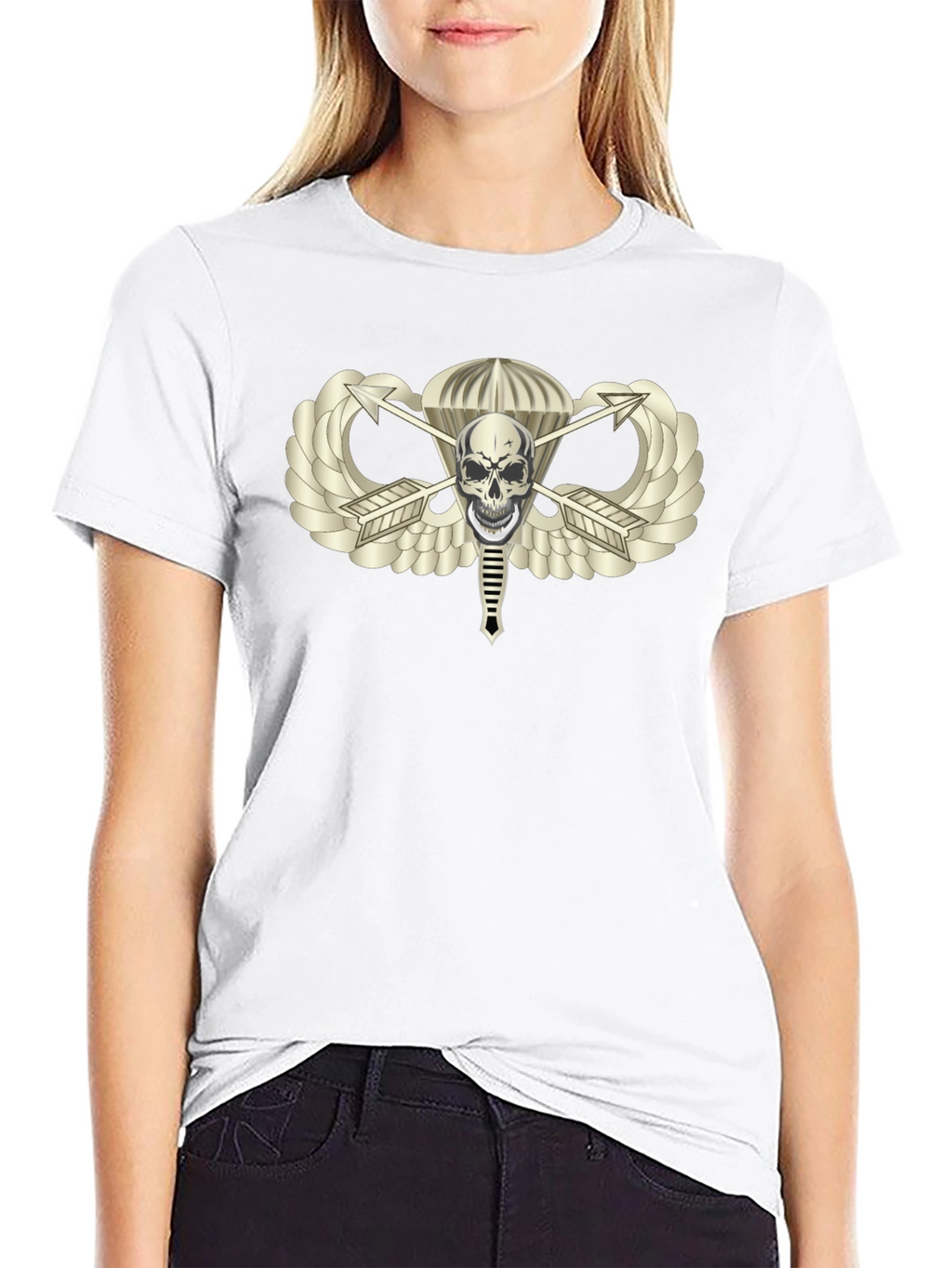 Skull Parachute Badge Black T-Shirt