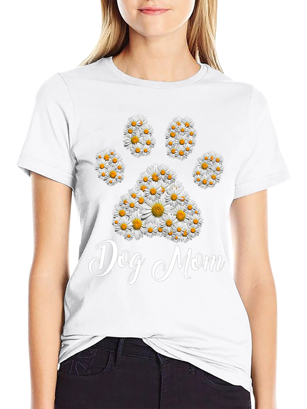 Dog Mom Daisy Paw Print T-Shirt