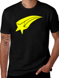Mens Black T-Shirt with Yellow Shooting Star Graphic