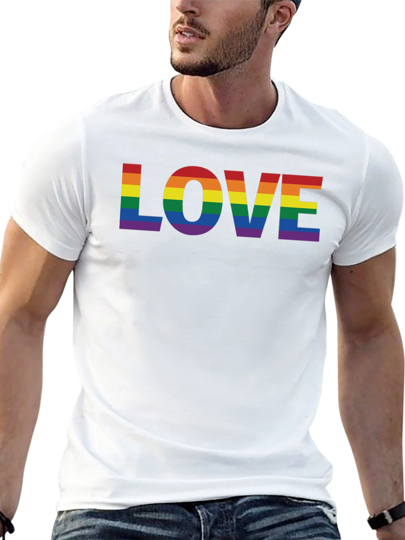 Rainbow LOVE Graphic Black T-Shirt