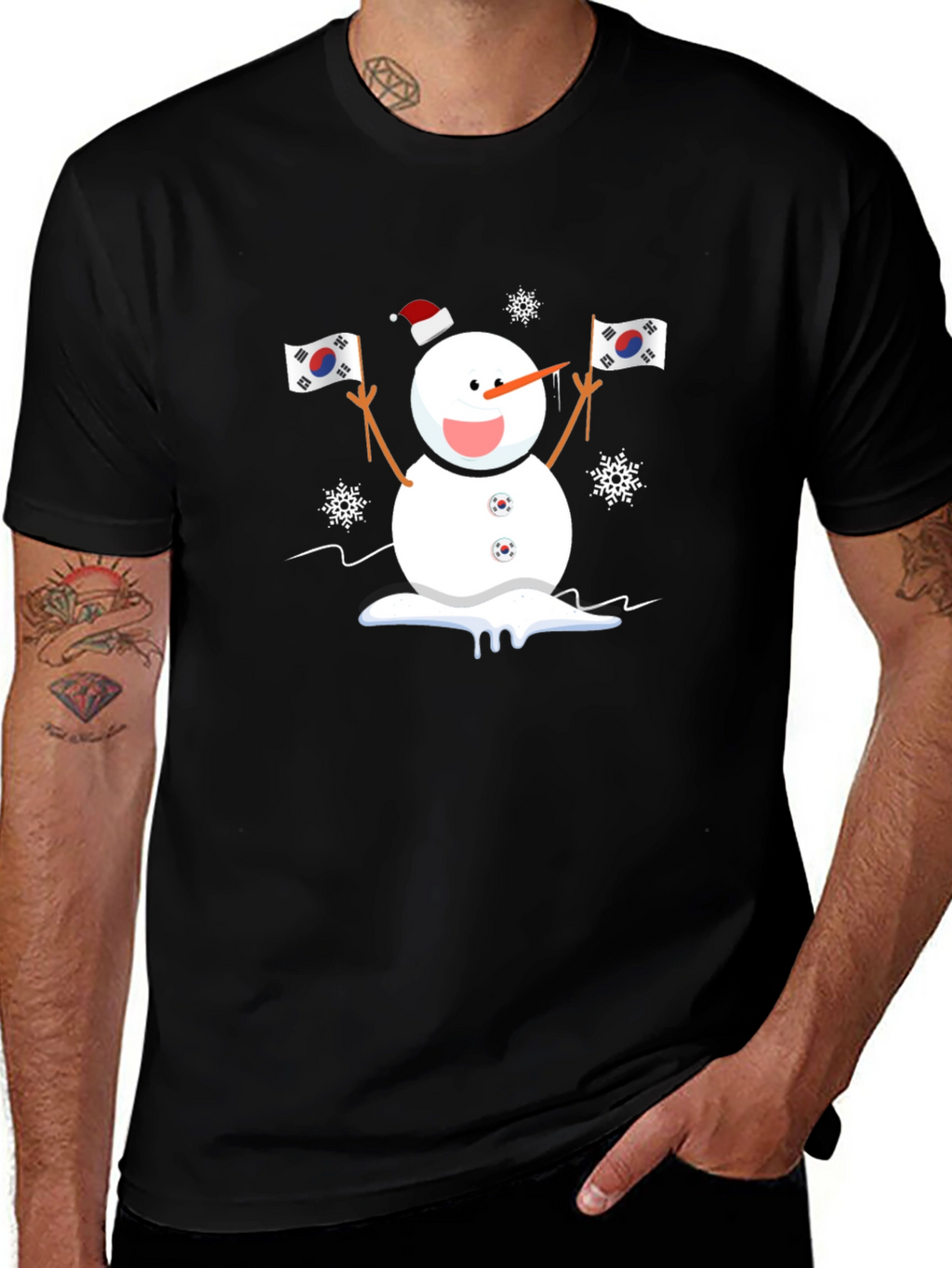 South Korea Flag Snowman Graphic Tee