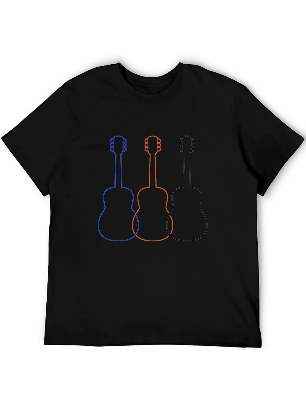 Guitar Outline Graphic Tee - Casual Black T-Shirt