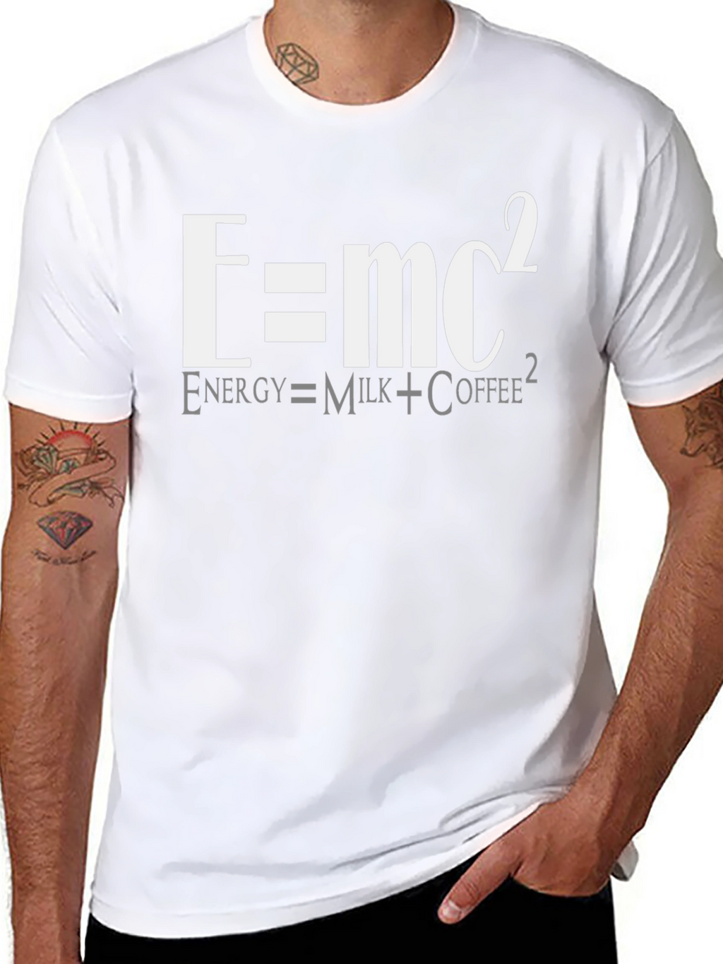 E=mc2 Funny Coffee T-Shirt - Milk Energy Equation Tee
