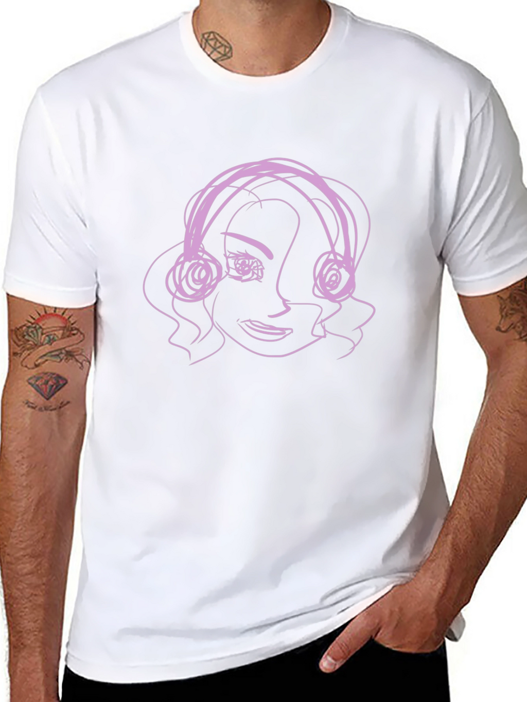 Abstract Line Art Graphic Tee - Black