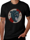 Mens Black Bear Graphic Tee - Fierce Animal Design