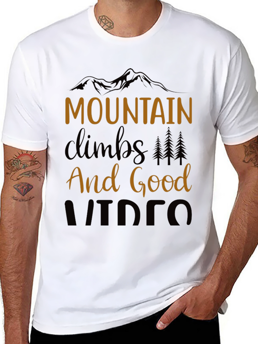 Mountain Climbs & Good Vibes Black T-Shirt