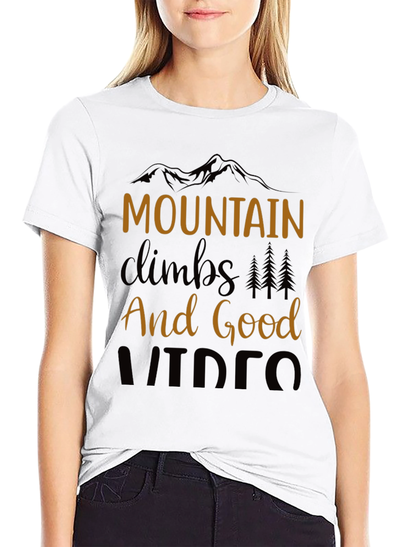Mountain Climbs & Good Vibes Black T-Shirt