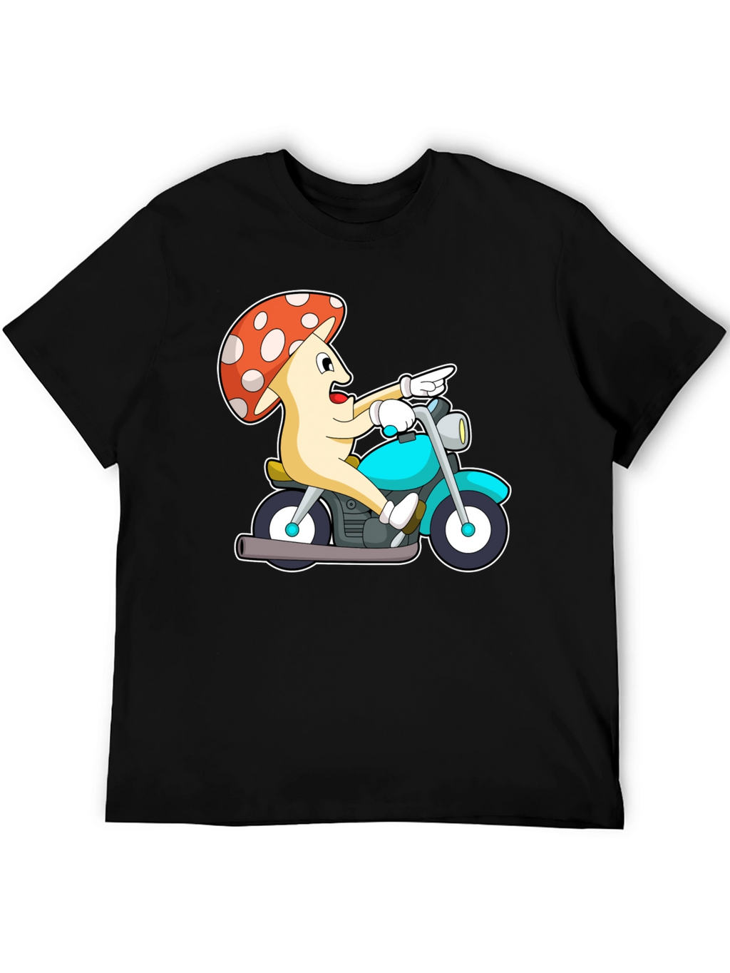 Mushroom Rider Graphic Tee - Black Cotton T-Shirt