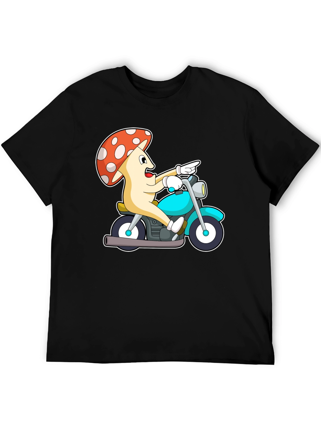 Mushroom Rider Graphic Tee - Black Cotton T-Shirt