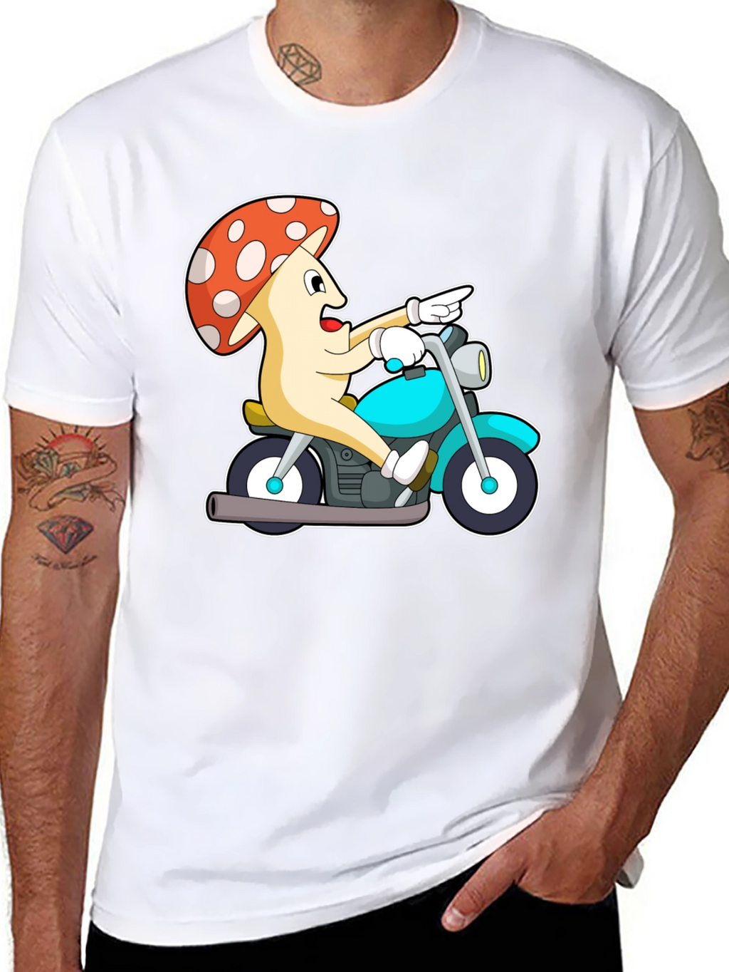 Mushroom Rider Graphic Tee - Black Cotton T-Shirt