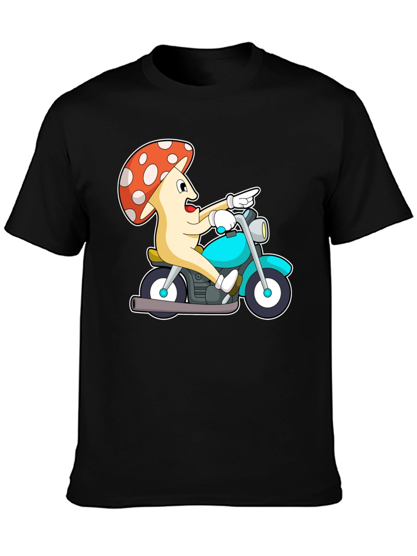 Mushroom Rider Graphic Tee - Black Cotton T-Shirt