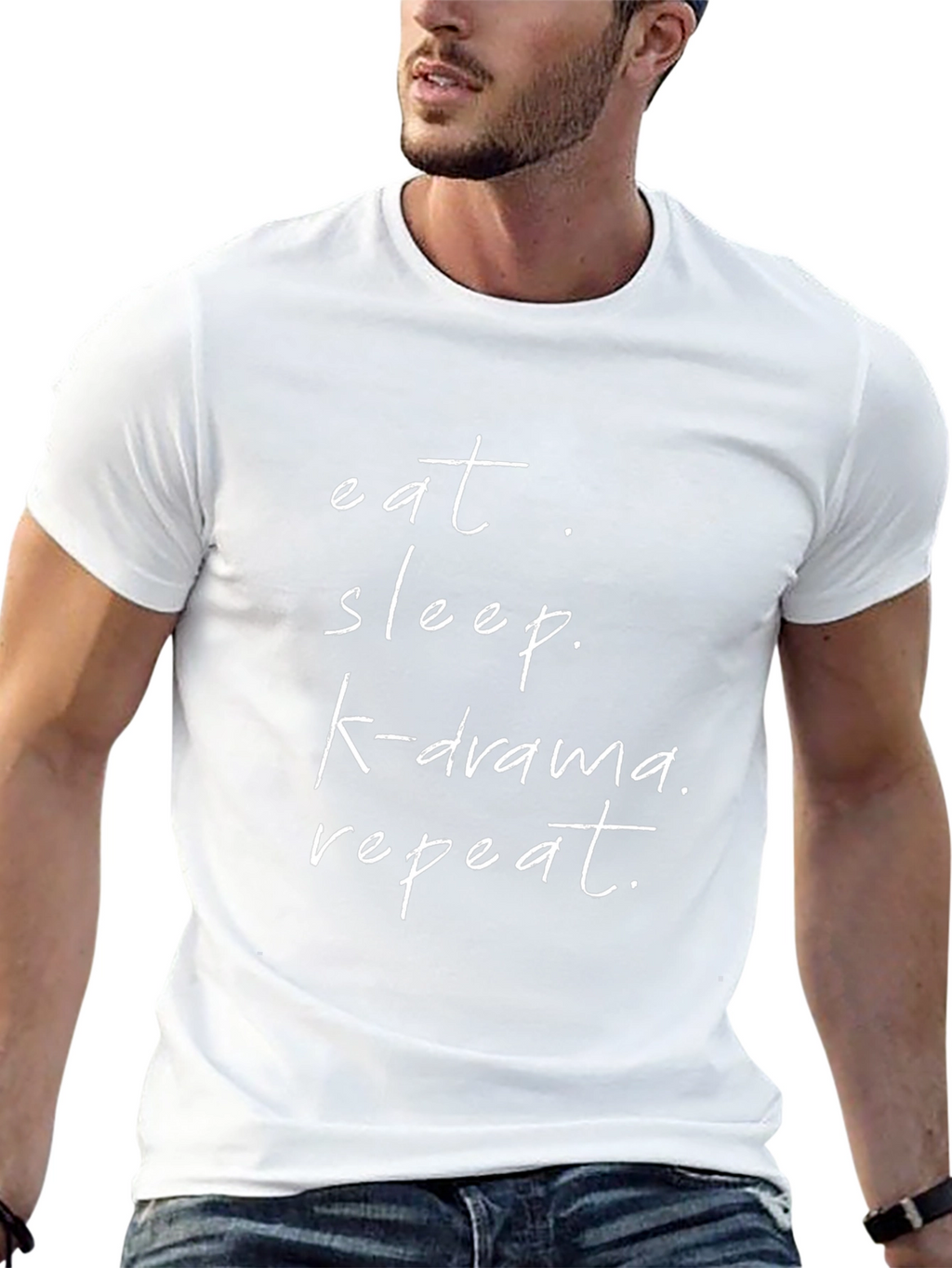 Eat Sleep K-Drama Repeat Black Graphic Tee