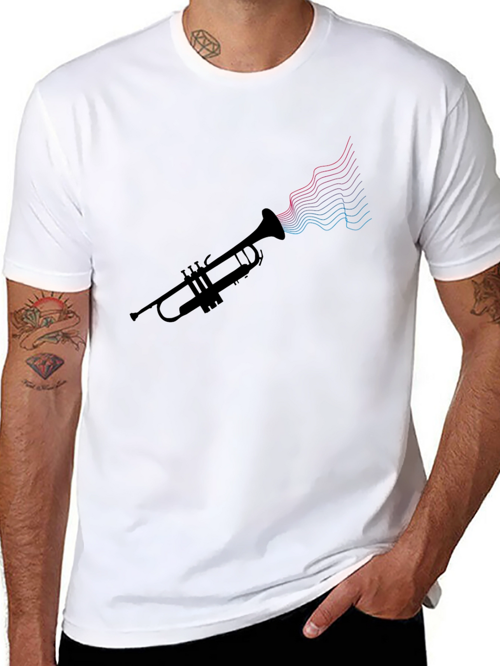 Trumpet Music Waves Graphic Tee - Black