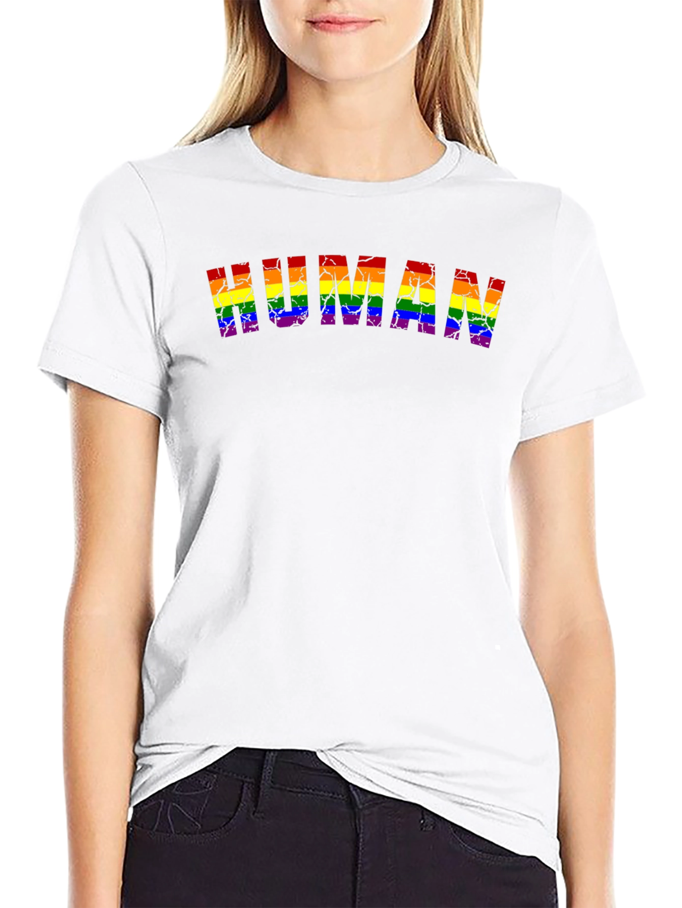 Rainbow Human Pride T-Shirt - Black