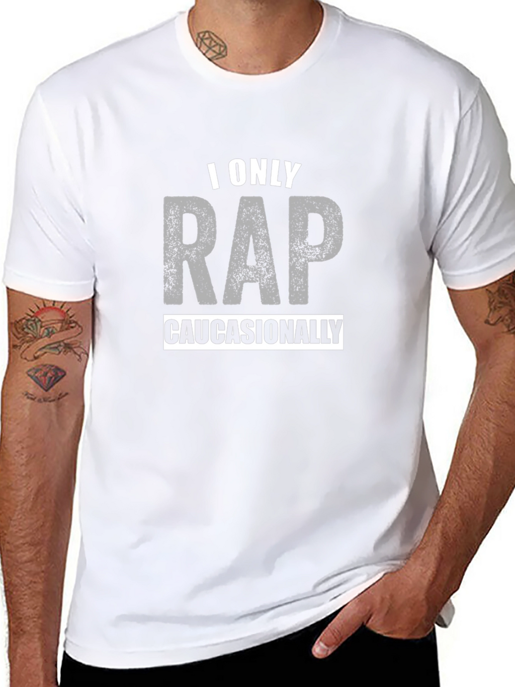 I Only Rap Caucasionally Black Graphic Tee