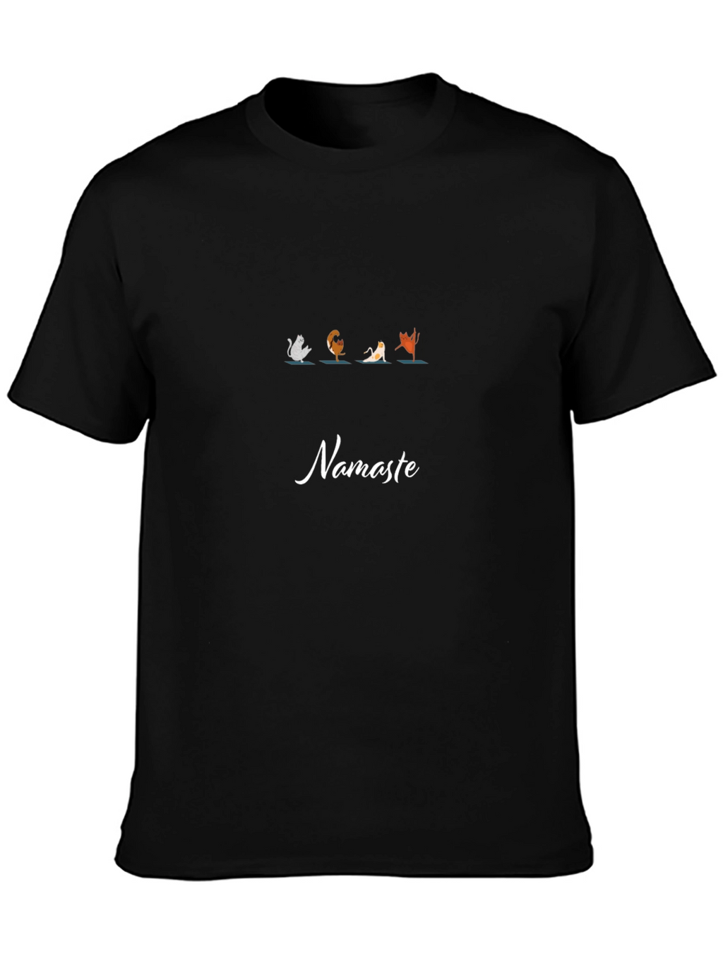 Yoga Cats Namaste Black T-Shirt