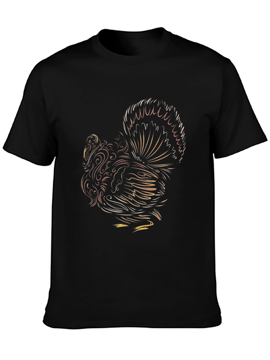 Stylized Rooster Graphic Tee - Black Cotton Comfort