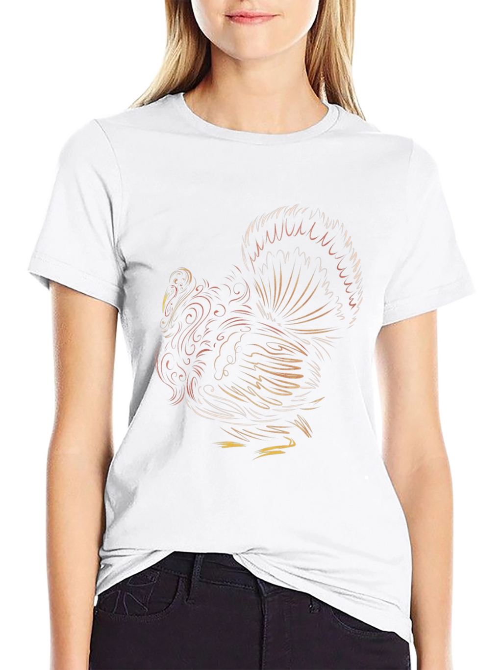 Stylized Rooster Graphic Tee - Black Cotton Comfort