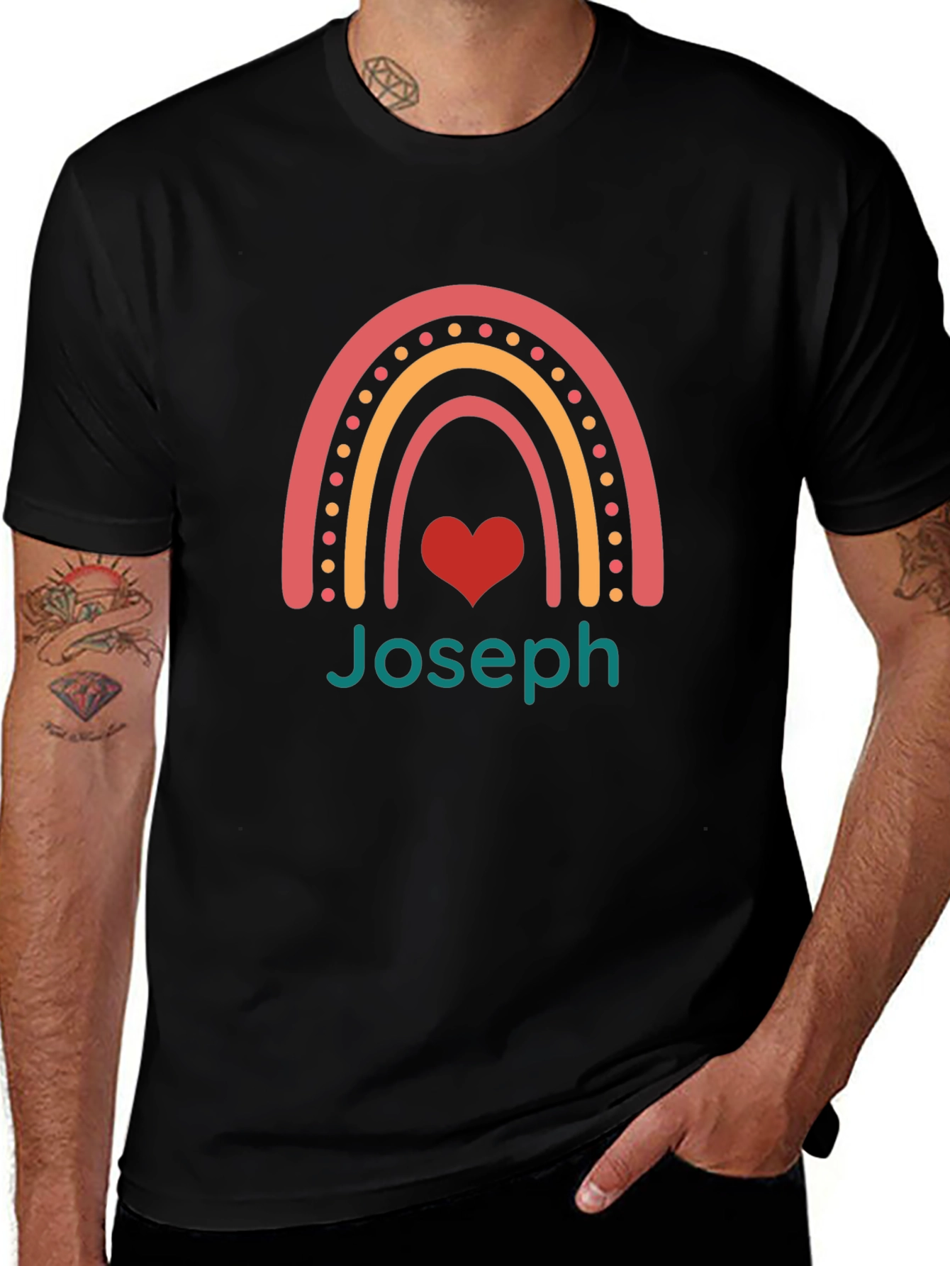 Joseph Rainbow Heart T-Shirt - Black