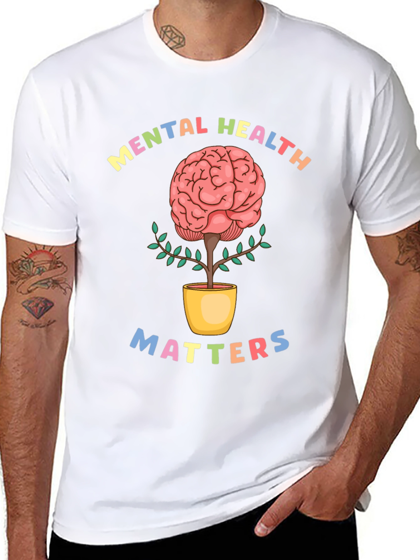 Mental Health Matters T-Shirt - Brain Plant Design