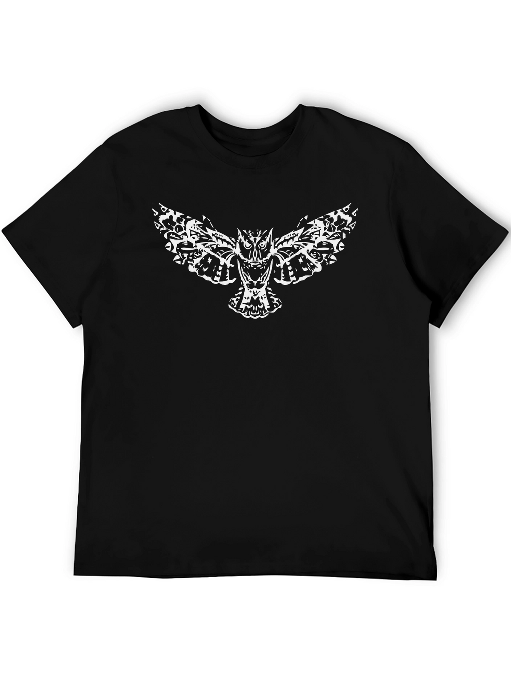 Black T-Shirt with White Owl Graphic