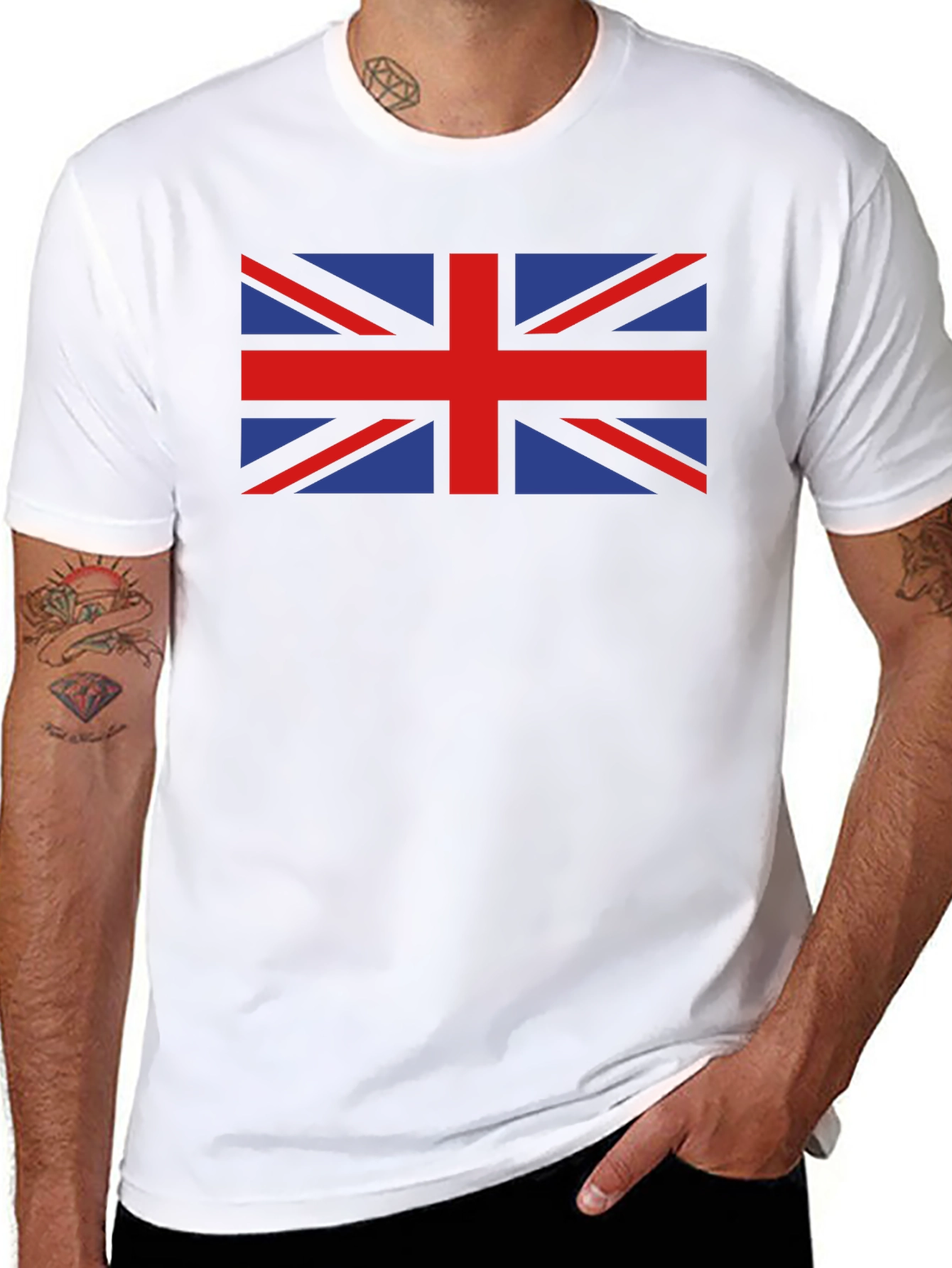 British Flag Graphic Tee - Black Crew Neck T-Shirt
