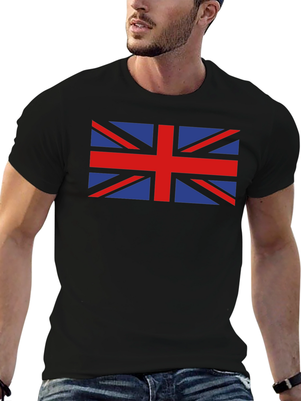 British Flag Graphic Tee - Black Crew Neck T-Shirt