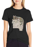 Cat on Head Graphic Tee - Quirky Unisex T-Shirt