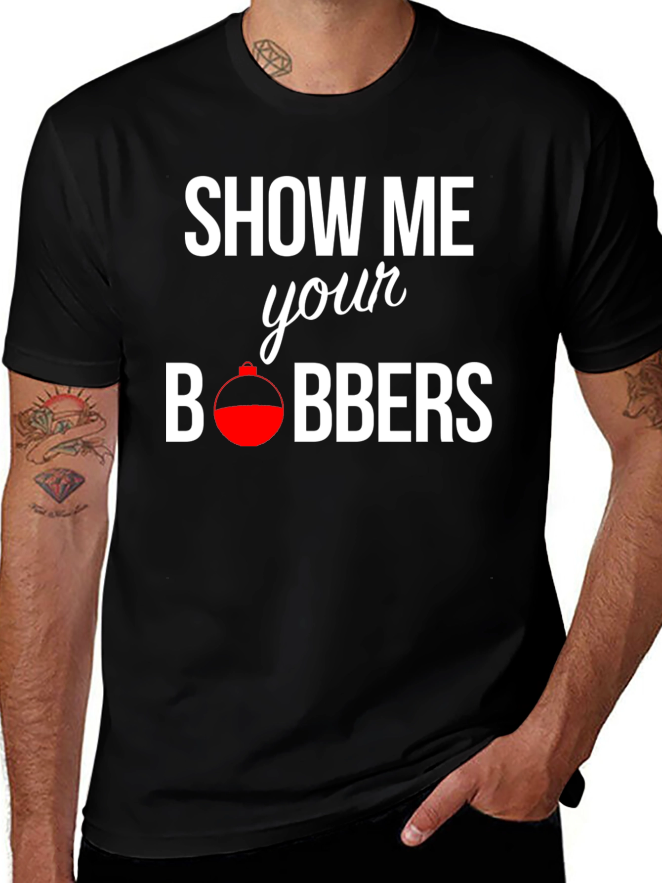 Show Me Your Bobbers Fishing T-Shirt - Black