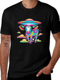 Trippy Cow UFO Abduction Graphic Tee
